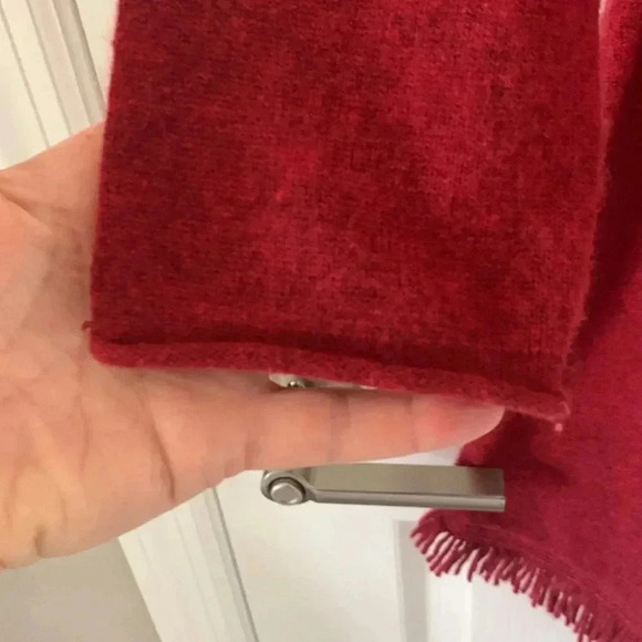 Sutton studio red cashmere sweater with fringed edges tunic length size small - Picture 4 of 8